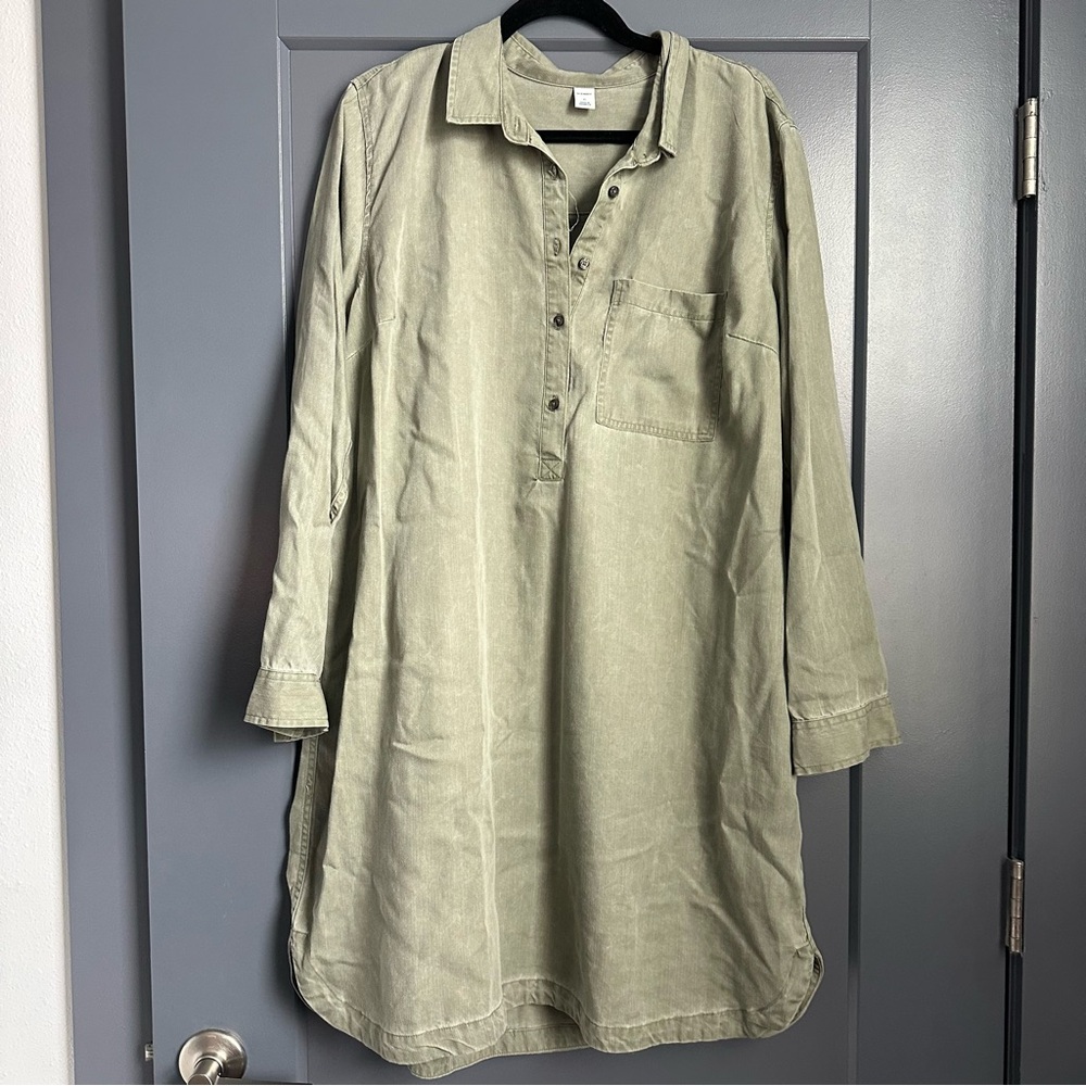 Old Navy Olive Green Shirt Dress